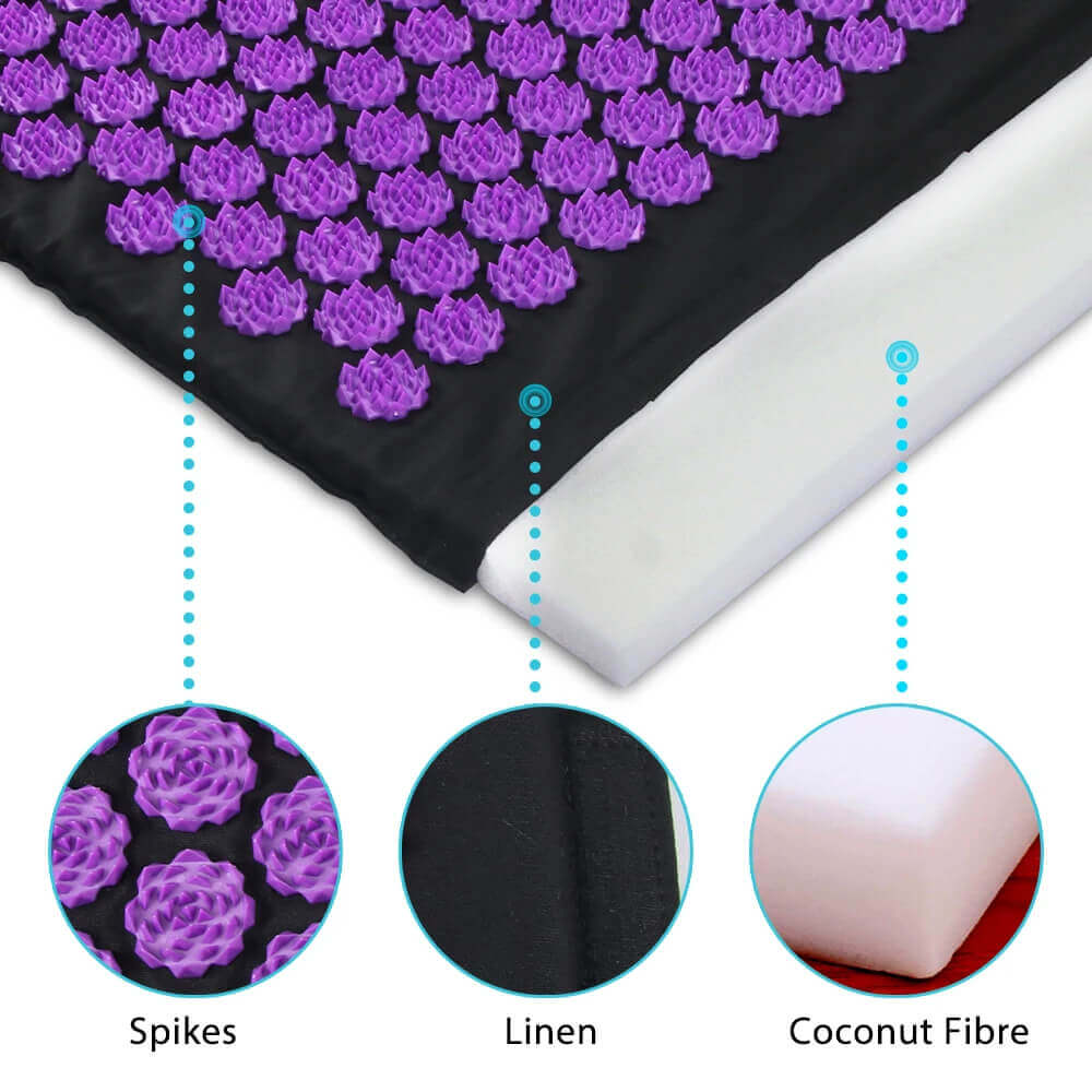 Acupressure Mat & Pillow Set with Carry Bag — Comfort & Relief, 200+ Lotus Discs