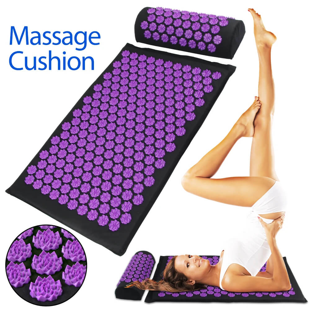 Acupressure Mat & Pillow Set with Carry Bag — Comfort & Relief, 200+ Lotus Discs