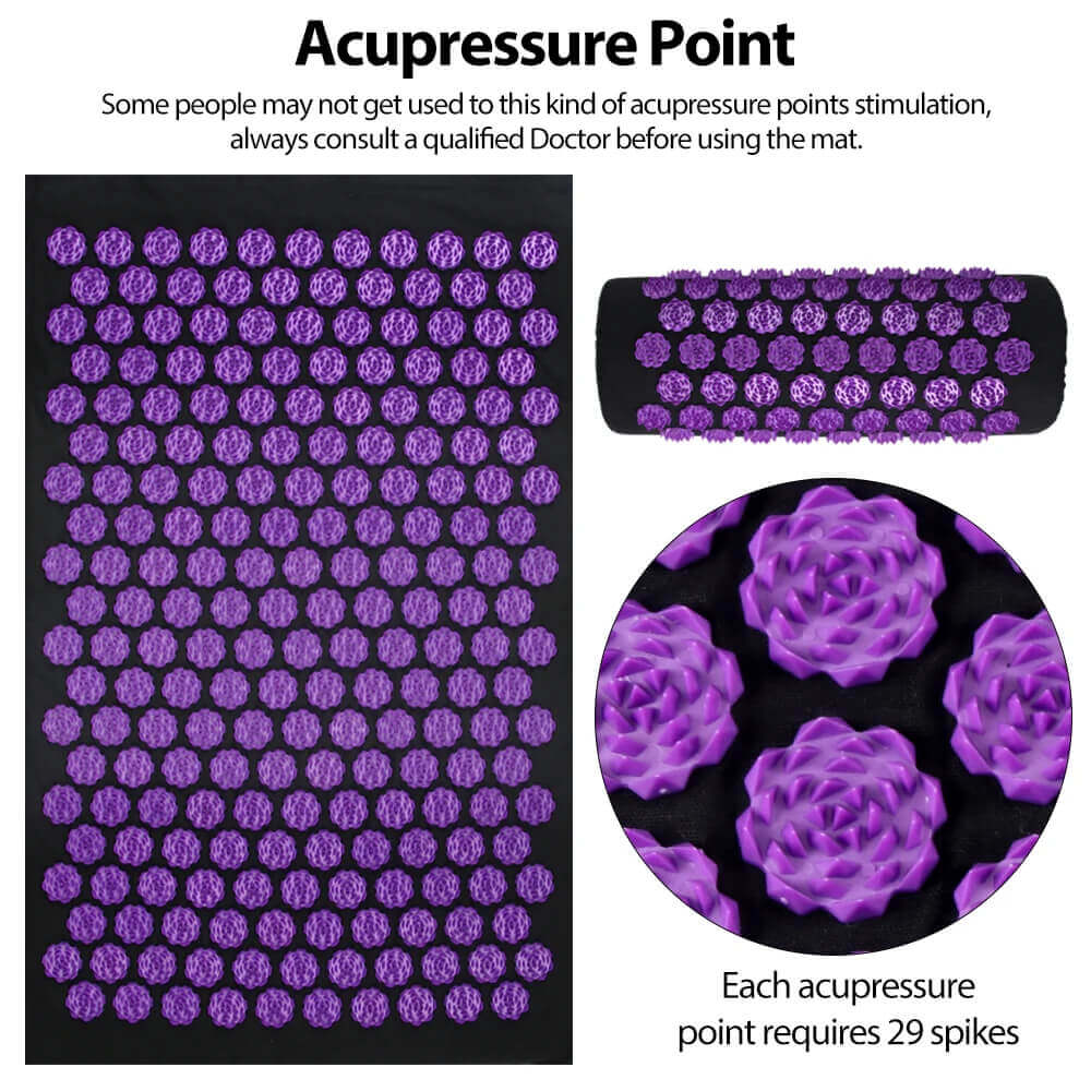 Acupressure Mat & Pillow Set with Carry Bag — Comfort & Relief, 200+ Lotus Discs