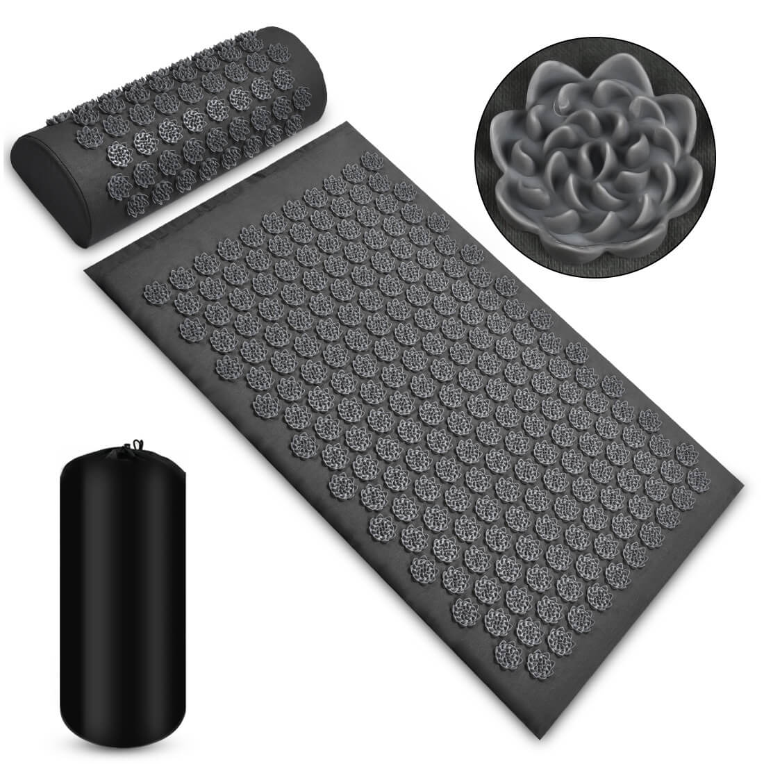 Acupressure Mat & Pillow Set with Carry Bag — Comfort & Relief, 200+ Lotus Discs