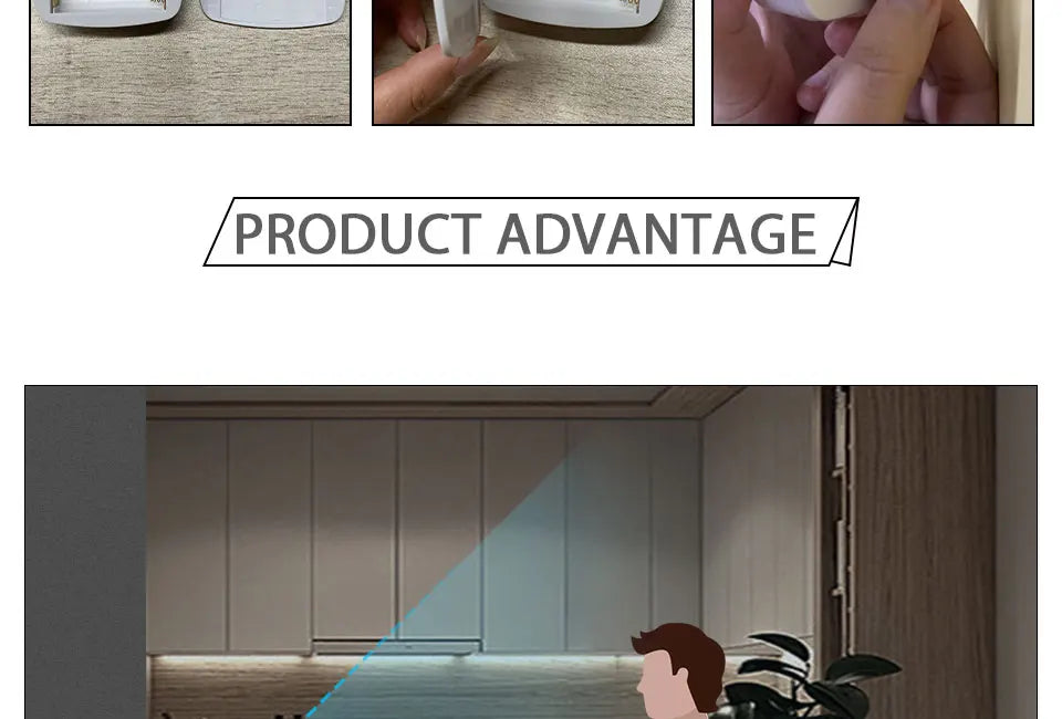 PIR Motion Sensor LED Night Light for Cabinet, Closet & Stairs