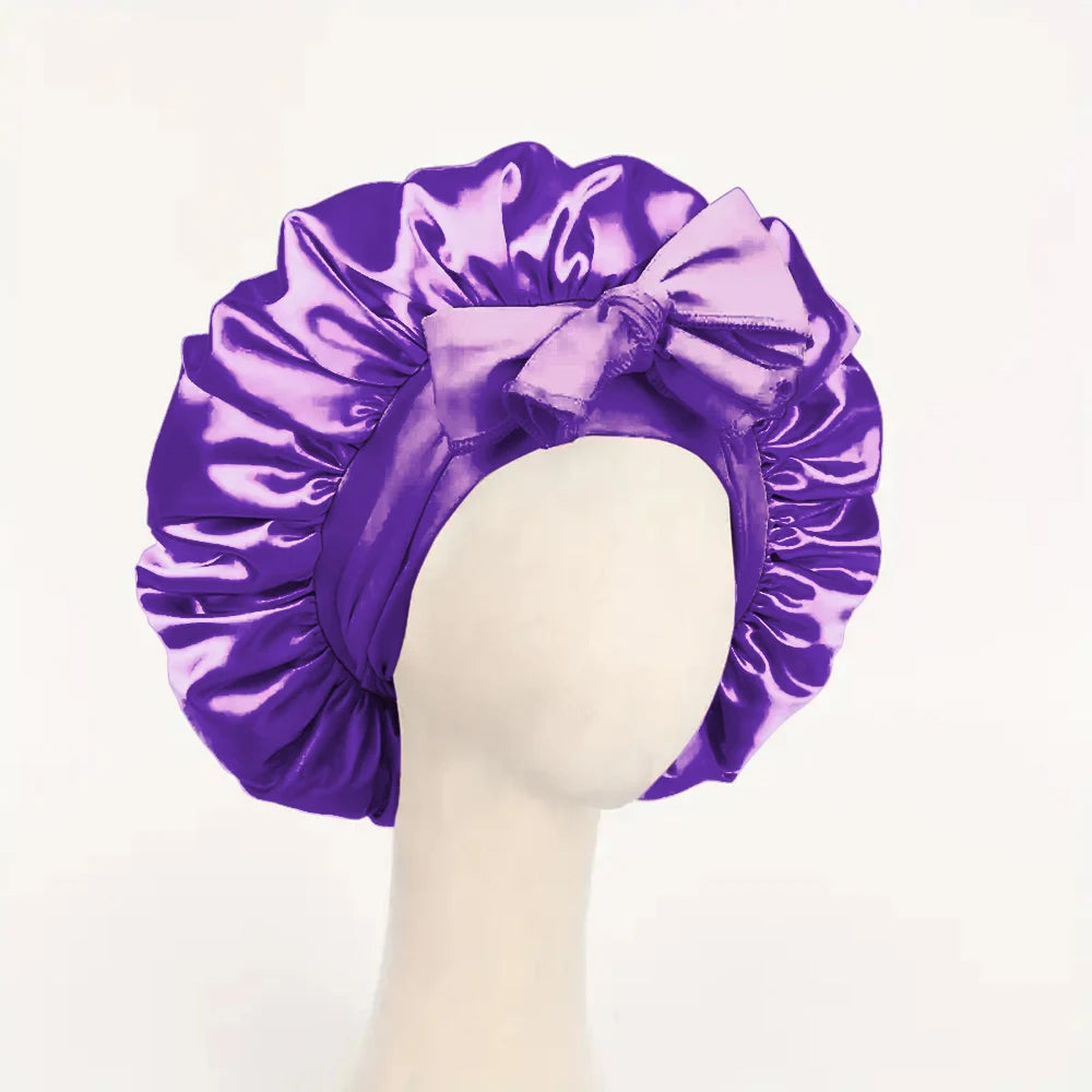 Adjustable Satin Sleep Bonnet with Tie Band for Women & Men