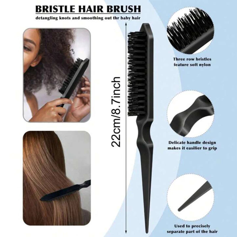 Slick Back Bristle Hair Brush for Ponytail, Bun & Flyaway Control