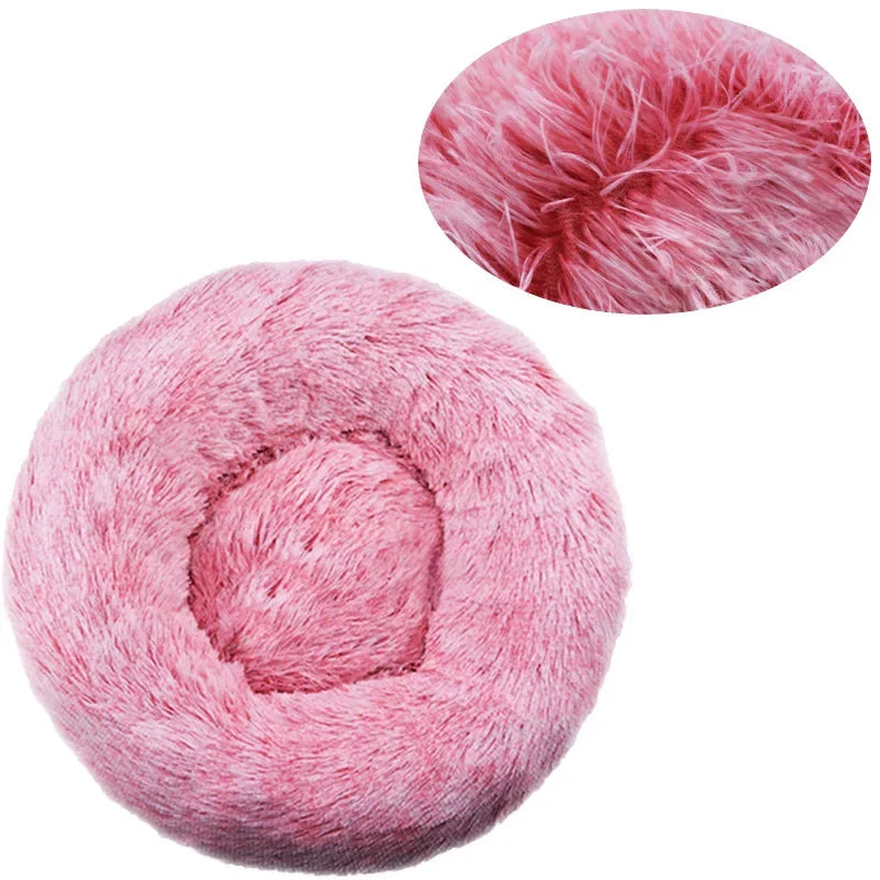 40-90CM Round Plush Pet Bed for Dogs & Cats, Soft Warm Sleeping Bed in 6 Sizes