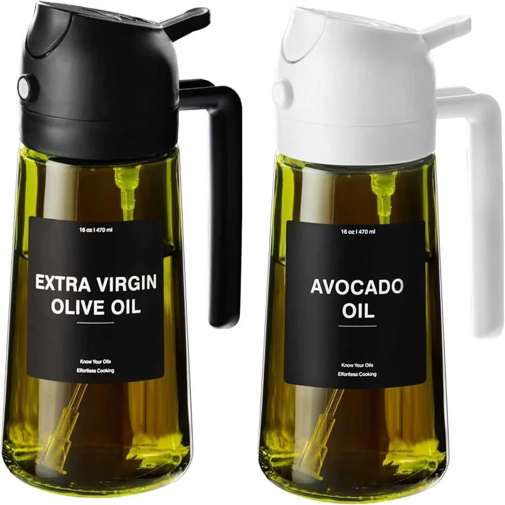 470ML 2-in-1 Glass Olive Oil Sprayer & Dispenser Bottle for Cooking