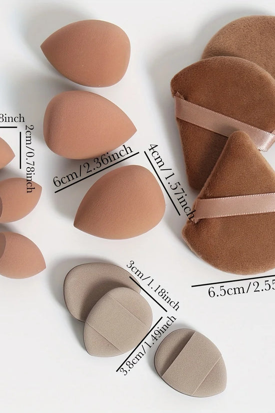 12-Piece Makeup Sponge & Powder Puff Set for Foundation & Loose Powder