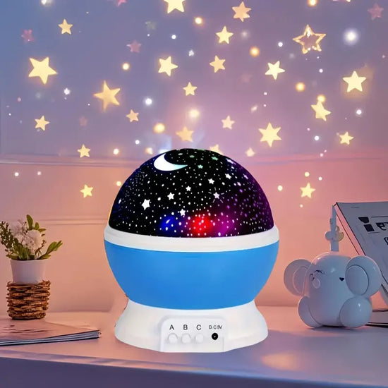Moon and Stars Night Light Projector | USB 360° Rotating Lamp