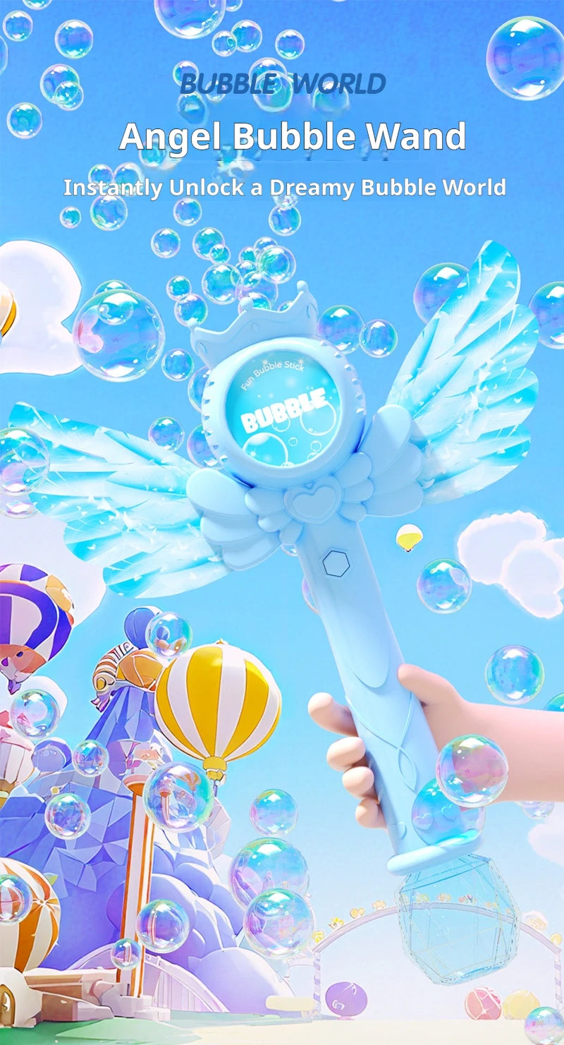 ✨ Electric Angel Bubble Wand | Automatic Light & Sound Bubble Gun 🧚‍♀️