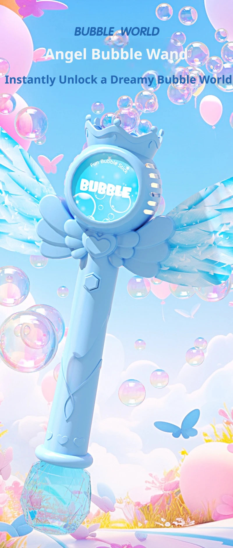 ✨ Electric Angel Bubble Wand | Automatic Light & Sound Bubble Gun 🧚‍♀️