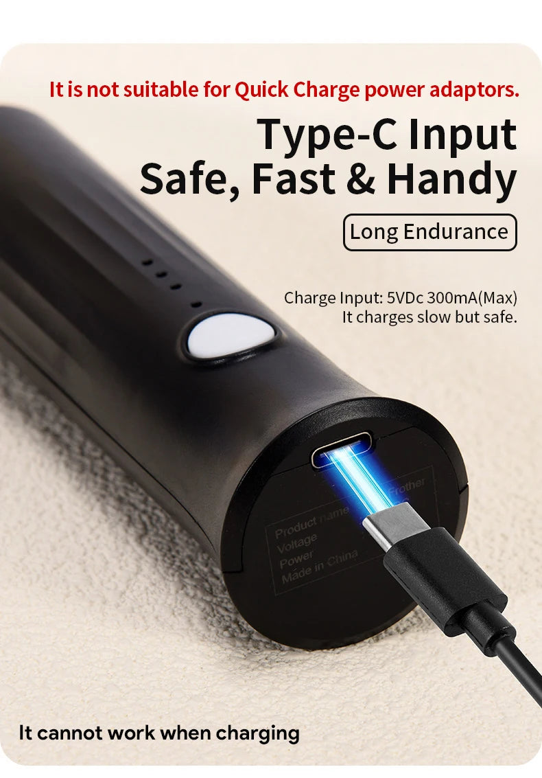 USB Rechargeable 3-Speed Handheld Milk Frother & Egg Beater