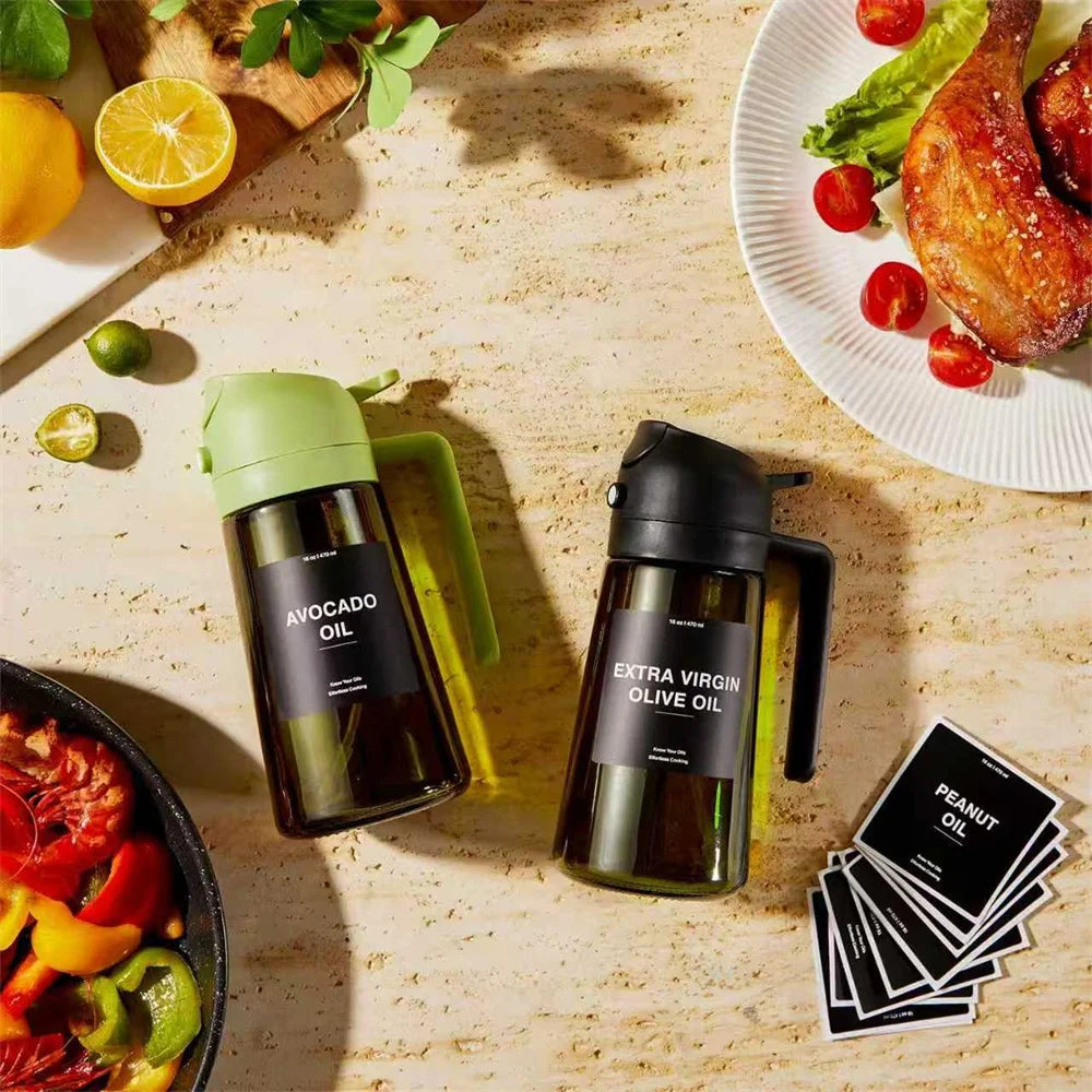 470ML 2-in-1 Glass Olive Oil Sprayer & Dispenser Bottle for Cooking