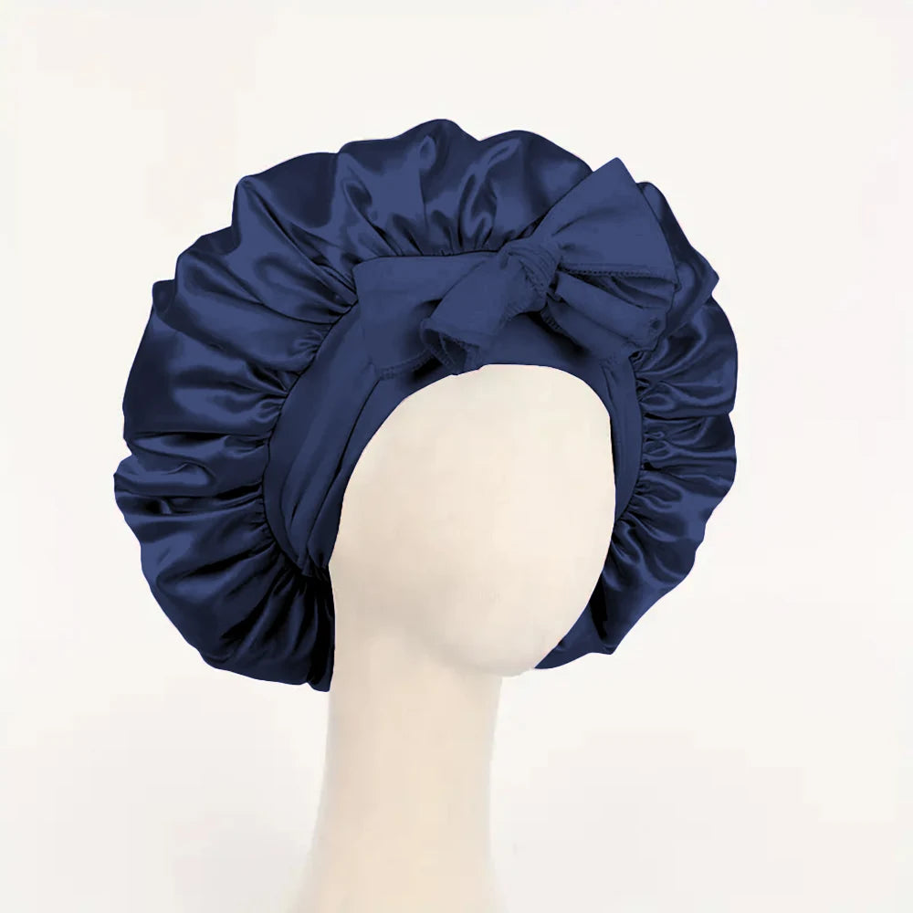 Adjustable Satin Sleep Bonnet with Tie Band for Women & Men