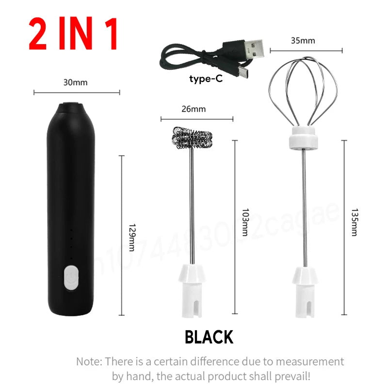 USB Rechargeable 3-Speed Handheld Milk Frother & Egg Beater