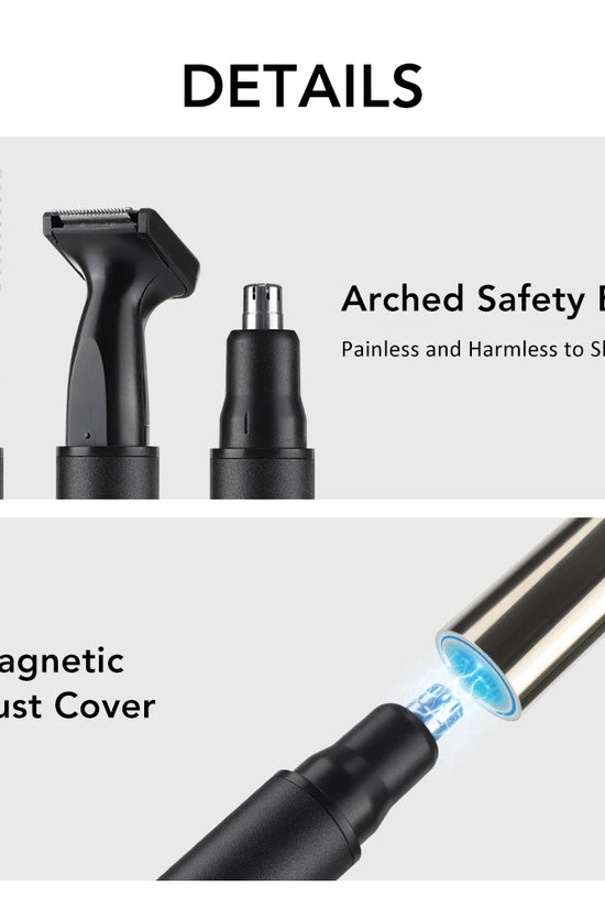 3-in-1 Rechargeable Nose Hair Trimmer with Facial Grooming Heads