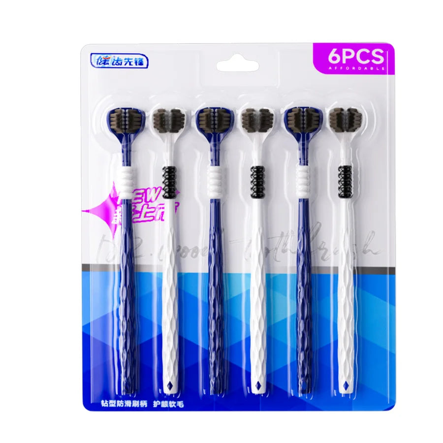 6PCS Three-Sided U-Shaped Soft Toothbrush Set for Adults