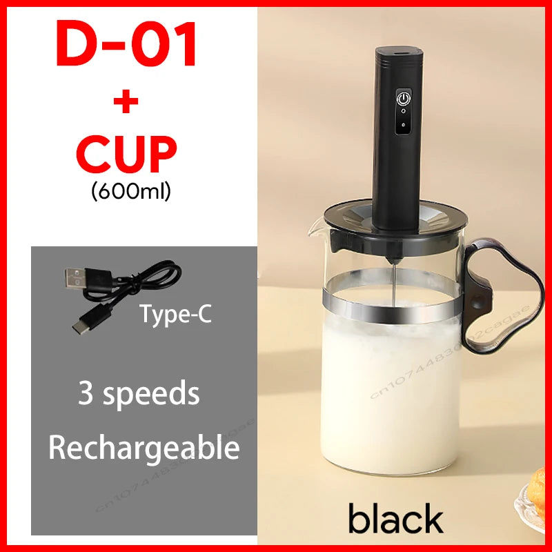 USB Rechargeable 3-Speed Handheld Milk Frother & Egg Beater