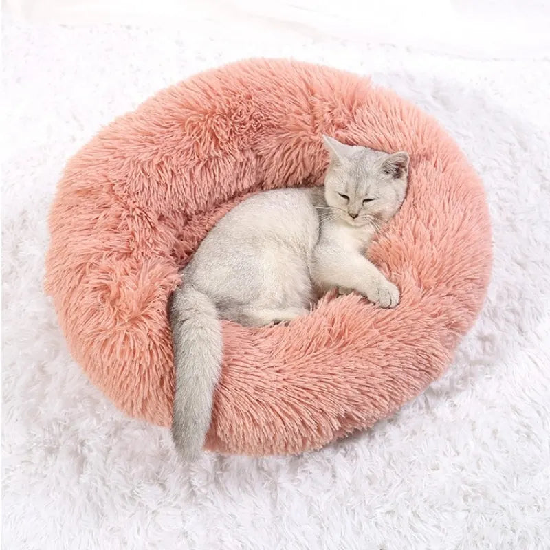 40-90CM Round Plush Pet Bed for Dogs & Cats, Soft Warm Sleeping Bed in 6 Sizes