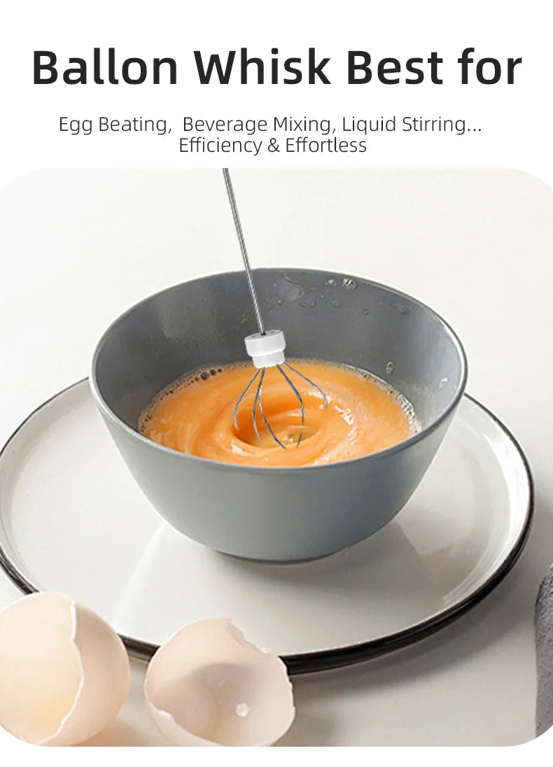 USB Rechargeable 3-Speed Handheld Milk Frother & Egg Beater