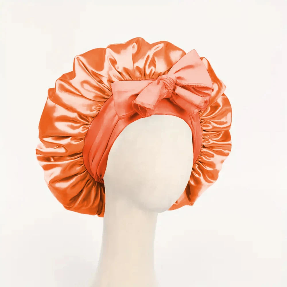 Adjustable Satin Sleep Bonnet with Tie Band for Women & Men