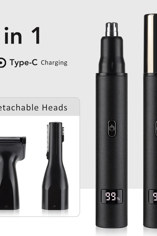 3-in-1 Rechargeable Nose Hair Trimmer with Facial Grooming Heads