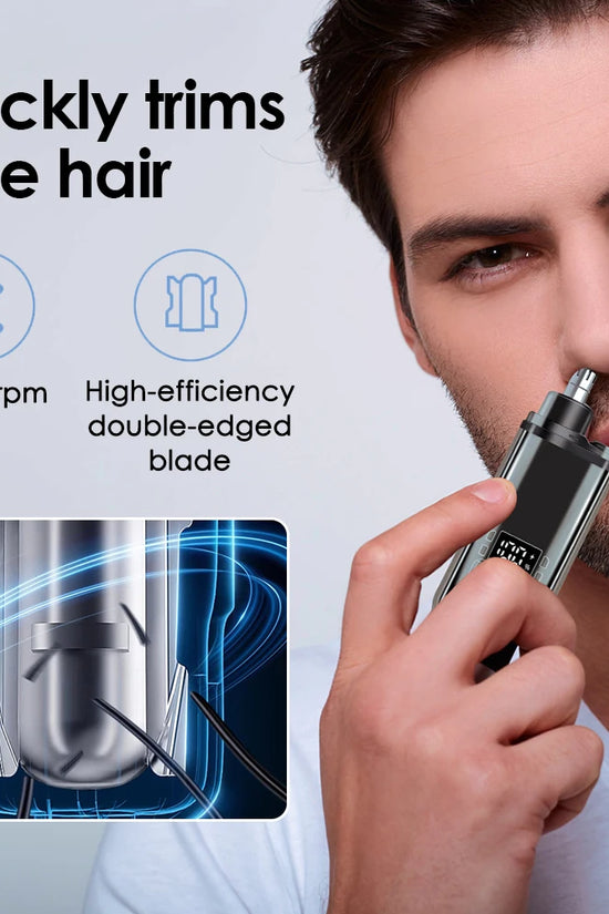 3-in-1 Rechargeable Nose Hair Trimmer with Facial Grooming Heads