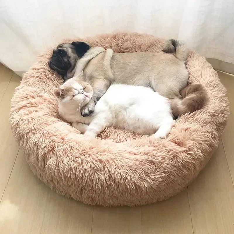 40-90CM Round Plush Pet Bed for Dogs & Cats, Soft Warm Sleeping Bed in 6 Sizes