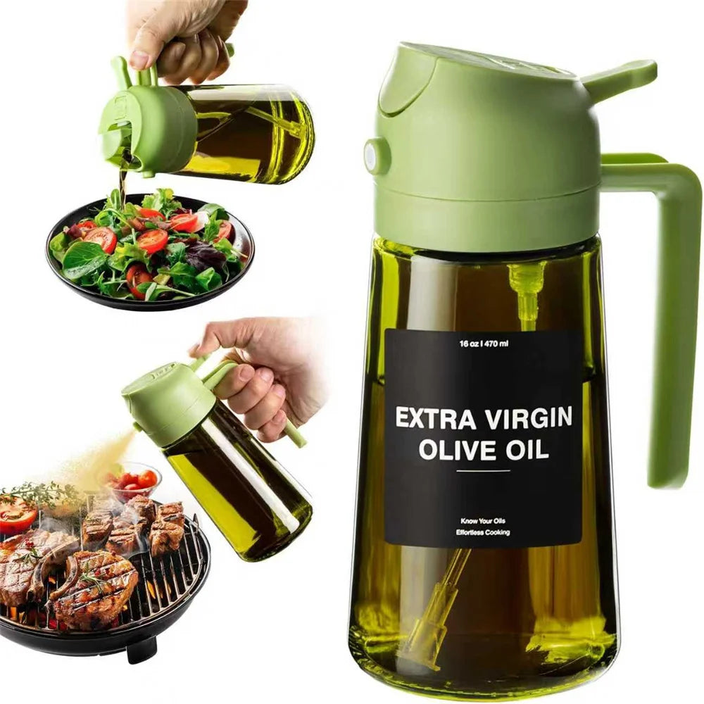 470ML 2-in-1 Glass Olive Oil Sprayer & Dispenser Bottle for Cooking