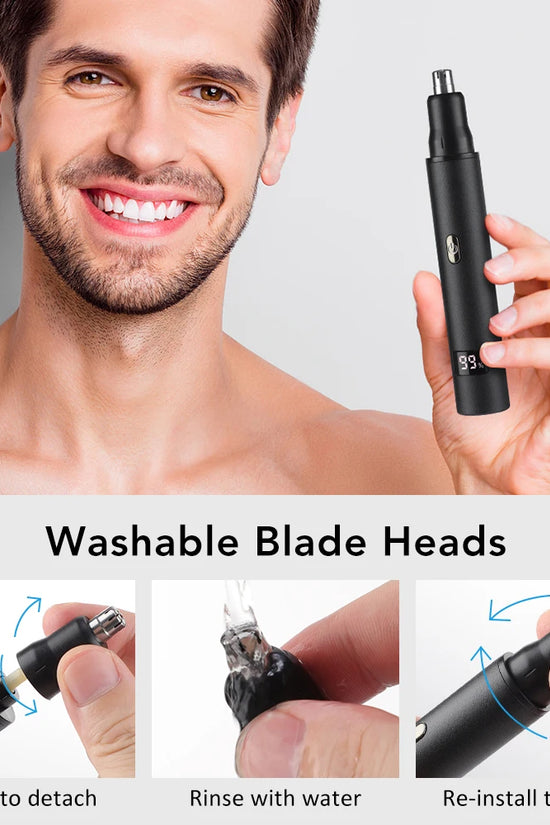3-in-1 Rechargeable Nose Hair Trimmer with Facial Grooming Heads