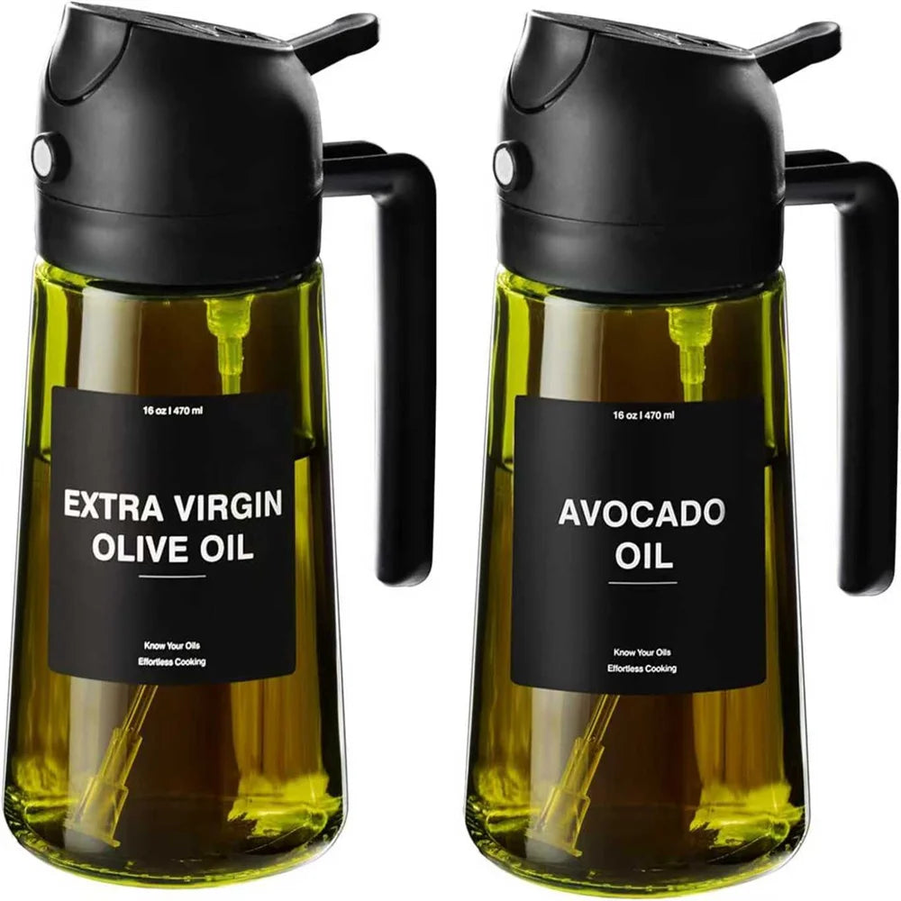 470ML 2-in-1 Glass Olive Oil Sprayer & Dispenser Bottle for Cooking