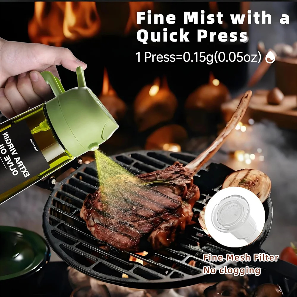 470ML 2-in-1 Glass Olive Oil Sprayer & Dispenser Bottle for Cooking