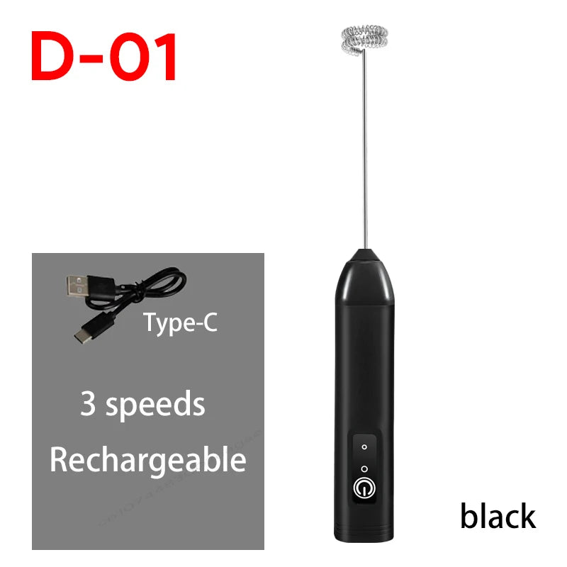 USB Rechargeable 3-Speed Handheld Milk Frother & Egg Beater