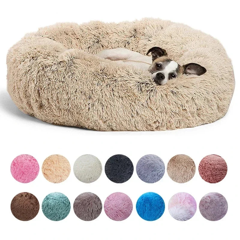40-90CM Round Plush Pet Bed for Dogs & Cats, Soft Warm Sleeping Bed in 6 Sizes
