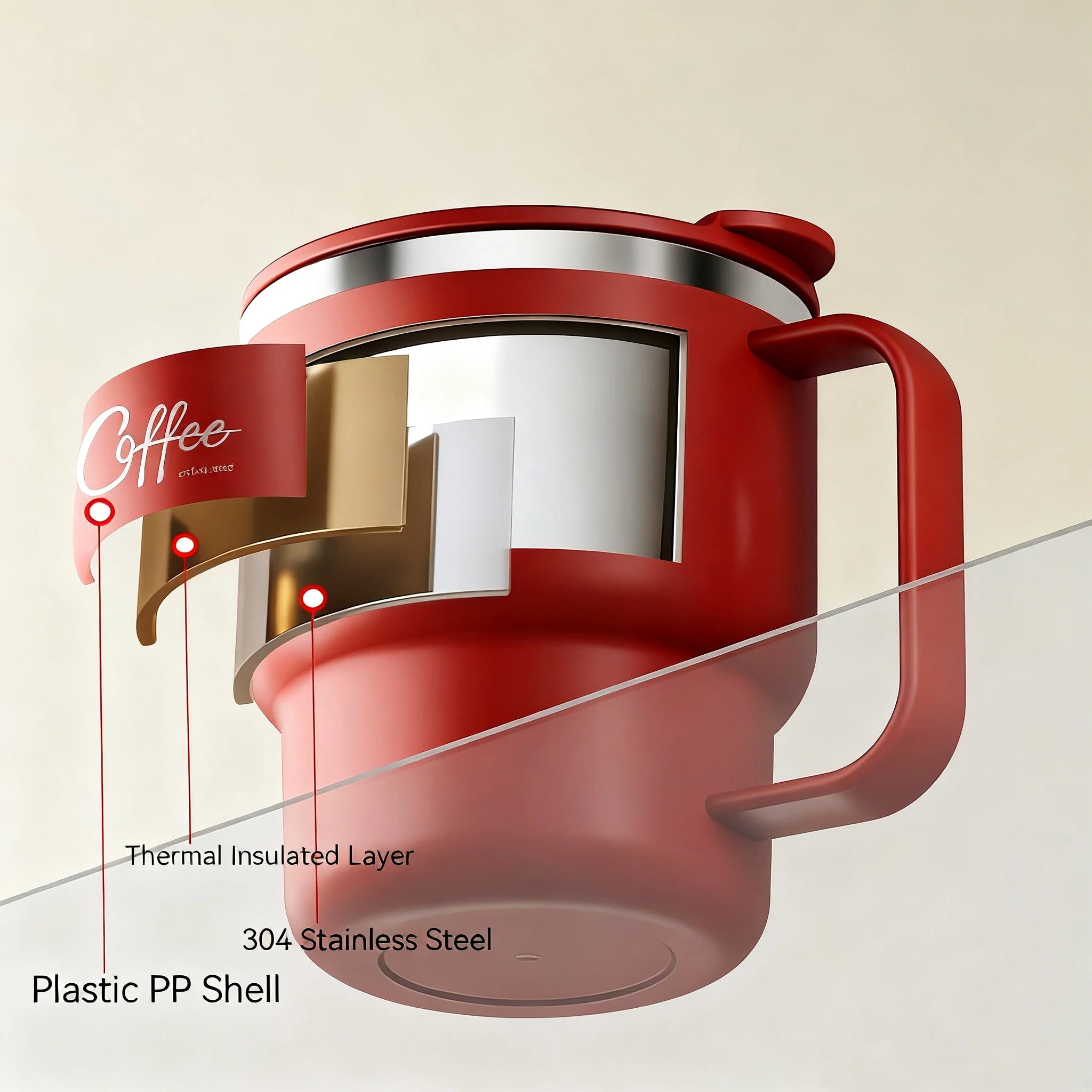 400ML Double Wall 304 Stainless Steel Insulated Coffee Mug with Sealed Lid for Hot & Cold Drinks