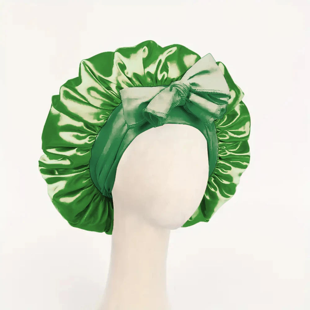 Adjustable Satin Sleep Bonnet with Tie Band for Women & Men