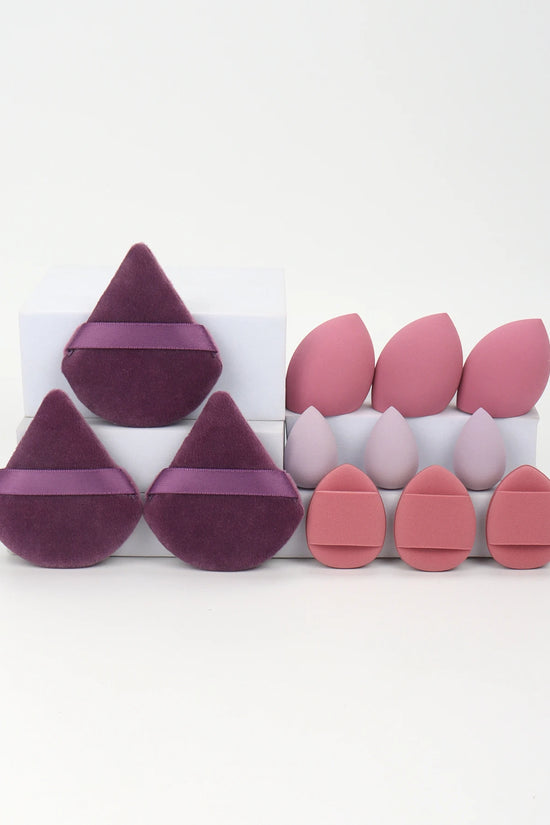 12-Piece Makeup Sponge & Powder Puff Set for Foundation & Loose Powder
