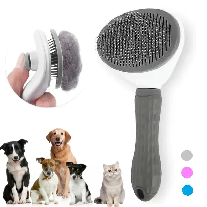 Self-Cleaning Pet Grooming Brush for Dogs & Cats Hair Removal