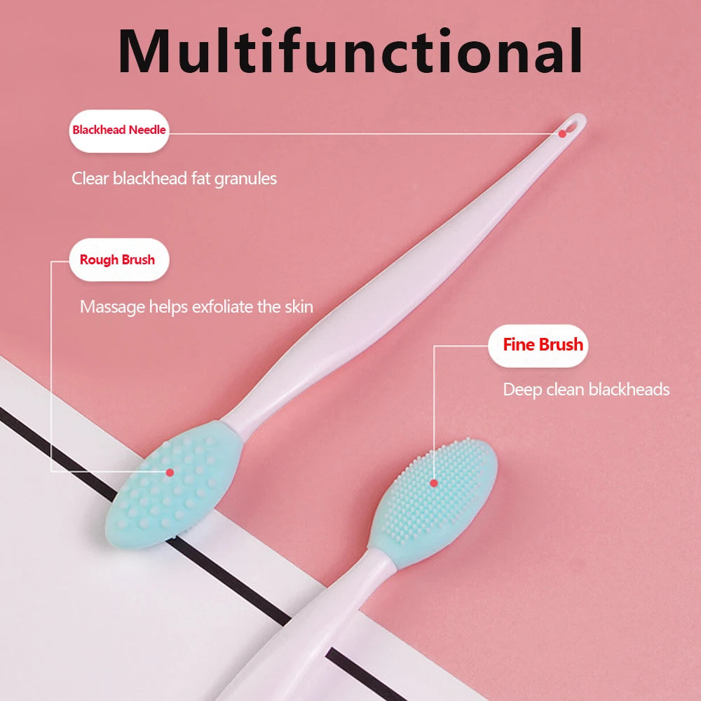 1PC/4PCS Silicone Facial Cleansing Brush for Face & Nose with Replacement Head