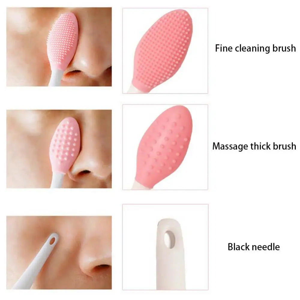 1PC/4PCS Silicone Facial Cleansing Brush for Face & Nose with Replacement Head