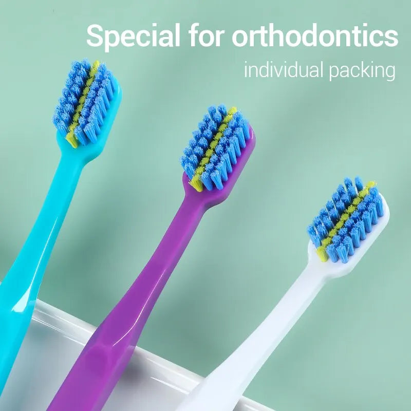 3PCS Orthodontic Soft Bristle Toothbrush Set for Braces Care