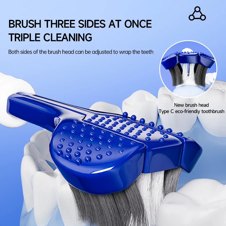 6PCS Three-Sided U-Shaped Soft Toothbrush Set for Adults