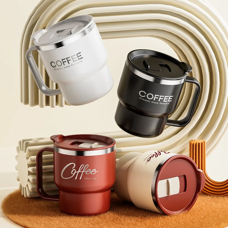 400ML Double Wall 304 Stainless Steel Insulated Coffee Mug with Sealed Lid for Hot & Cold Drinks