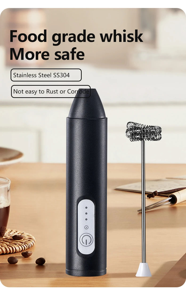 USB Rechargeable 3-Speed Handheld Milk Frother & Egg Beater