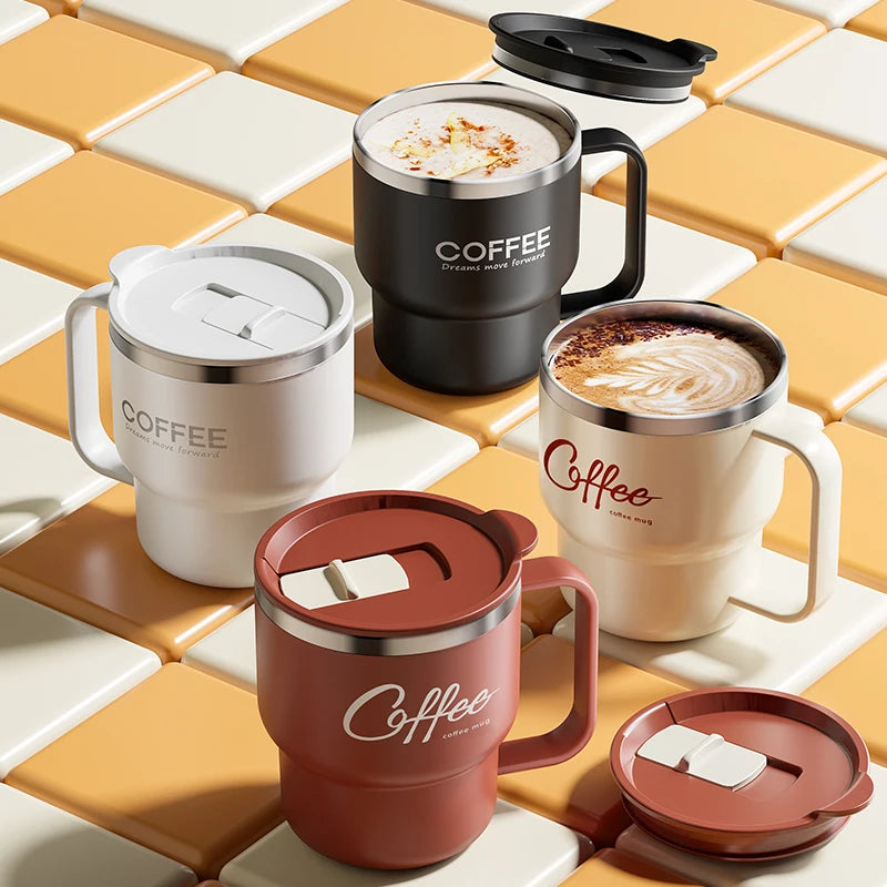 400ML Double Wall 304 Stainless Steel Insulated Coffee Mug with Sealed Lid for Hot & Cold Drinks