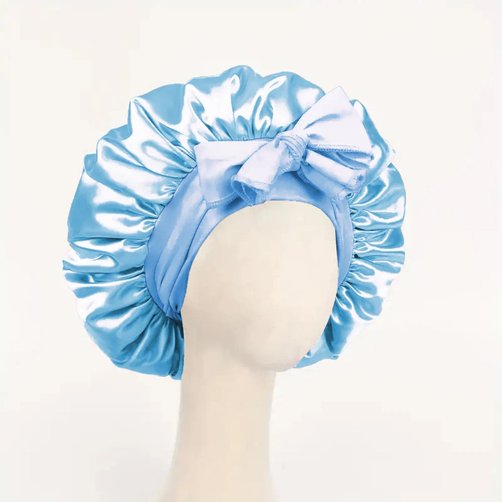 Adjustable Satin Sleep Bonnet with Tie Band for Women & Men