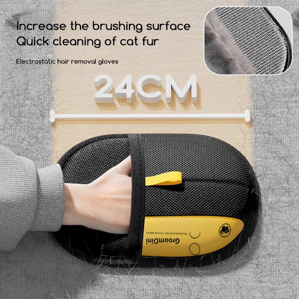 Pet Grooming Gloves - Hair Remover & Fur Catcher for Cats & Dogs | Electrostatic Brush for Sofa & Furniture (1/2/3 Pack)