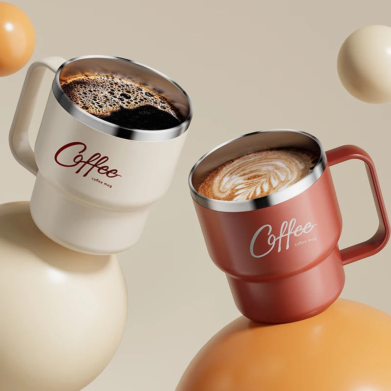 400ML Double Wall 304 Stainless Steel Insulated Coffee Mug with Sealed Lid for Hot & Cold Drinks