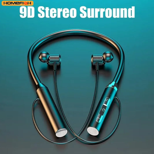Wireless Bluetooth Neckband Earphones with Mic for Sports & Travel