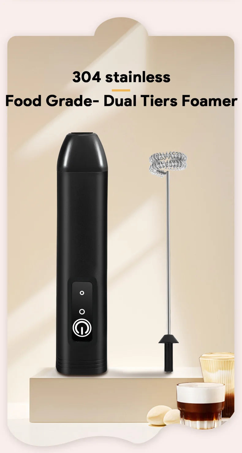 USB Rechargeable 3-Speed Handheld Milk Frother & Egg Beater