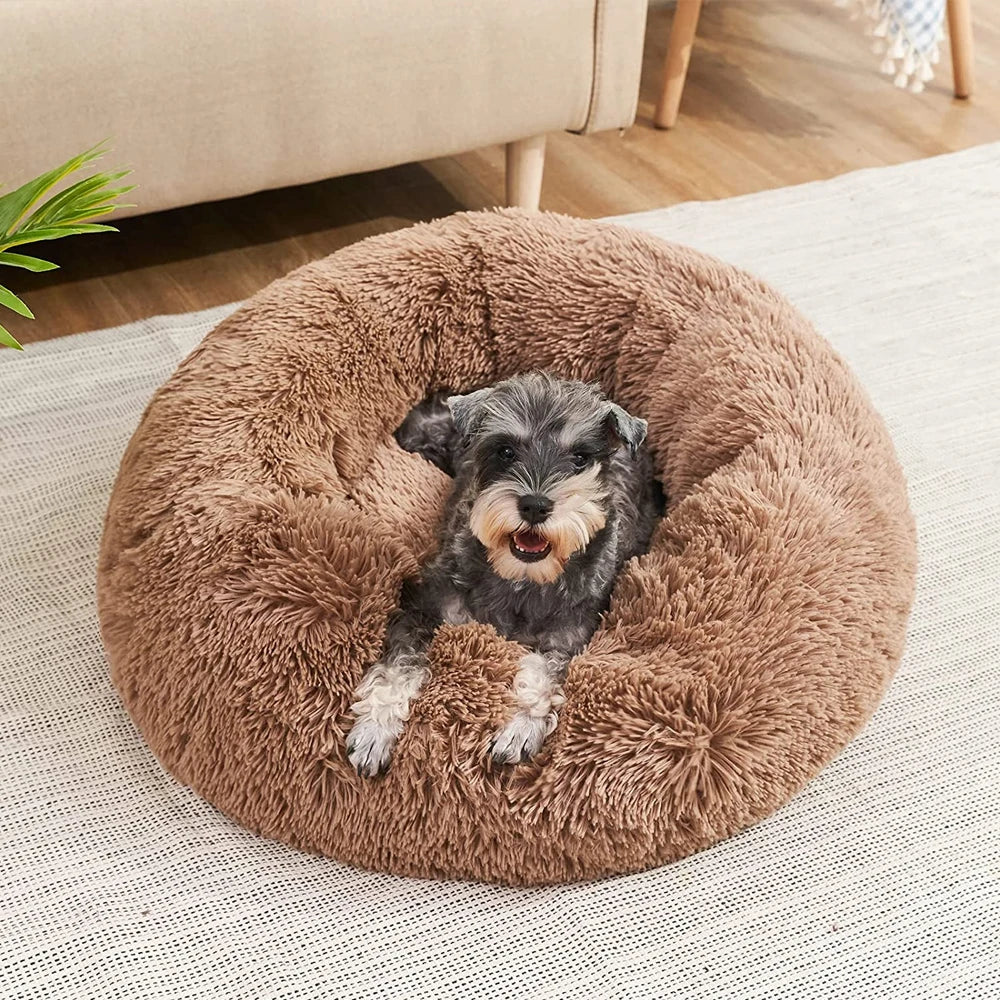 40-90CM Round Plush Pet Bed for Dogs & Cats, Soft Warm Sleeping Bed in 6 Sizes