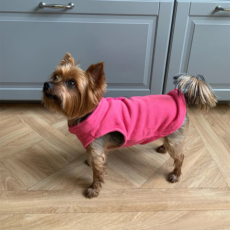 Warm Fleece Dog Jacket Vest With D-Ring | Pet Clothes For Small Dogs & Cats | French Bulldog Chihuahua Coat